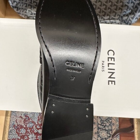 Celine Black Leather Loafers Women's Size 37 - Picture 7 of 7